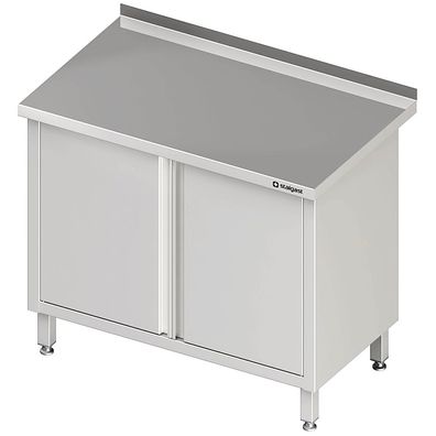 Stalgast Arbeitsschrank mit Flügeltüren, 1000x600x850 mm, mit Aufkantung, verschweißt