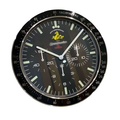 Wanduhr Omega Speedmaster 50th Anniversary Schwarz 40cm Moderne Luxus Uhr