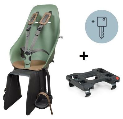 Urban Iki Gepäckträgerkindersitz Fahrrad mit Adapter grün braun abschließbar TaKe
