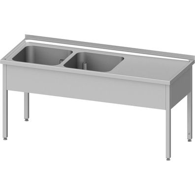 Stalgast Spültisch ohne Grundboden 1300x600x850 mm, mit zwei Becken links, mit