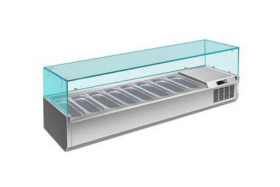 Gastronomie Hotel Küche Pizzakühlaufsatz mit Glasaufsatz 8x 13 GN 1800x335x460 mm