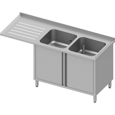 Stalgast Spülschrank mit Flügeltüren und Überstand 1700x600x900 mm, mit zwei Becke