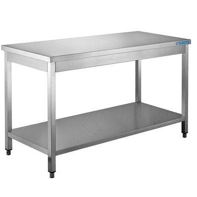 Gastronomie Saro Arbeitstisch 2000x600x850mm mit Grundboden aus Edelstahl
