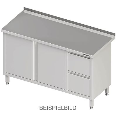 Stalgast Arbeitsschrank mit Flügeltüren, 1600x700x850 mm, mit 2er Schubladenblock
