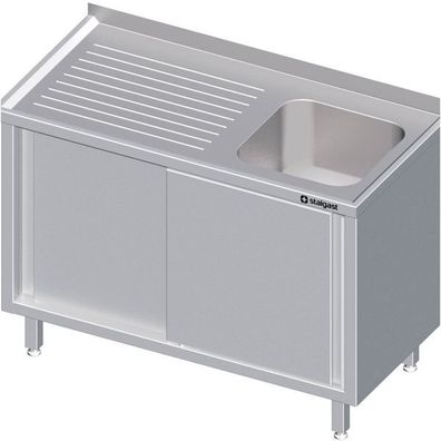 Stalgast Spülschrank mit Schiebetüren, 1500x700x850 mm, mit einem Becken rechts,