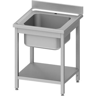 Stalgast Spültisch ECO mit Grundboden 600x700x850 mm, mit einem Becken, mit Aufkan
