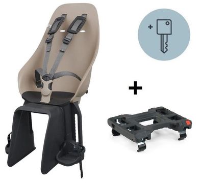 Urban Iki Gepäckträgerkindersitz Fahrrad mit Adapter beige schwarz abschließbar TaKe