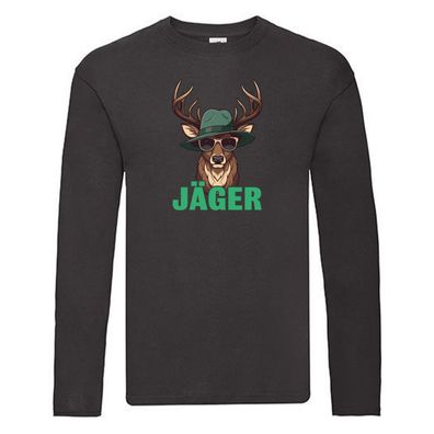 Jäger | Hirsch | Jagd | Wald Long Sleeve Schwarz
