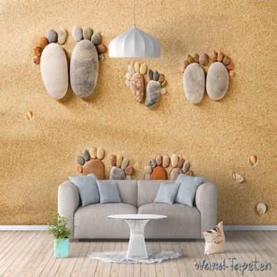 Vlies Fototapete Wandtapete Wandbilder Kreative Fußabdruck Strand 4053