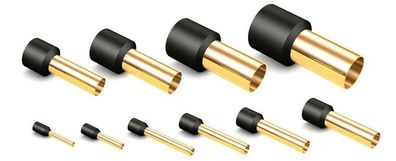 ViaBlue OFC-Aderendhülsen / 2,5 mm² / 24k vergoldet / Kragen / VE 10-50 Stück