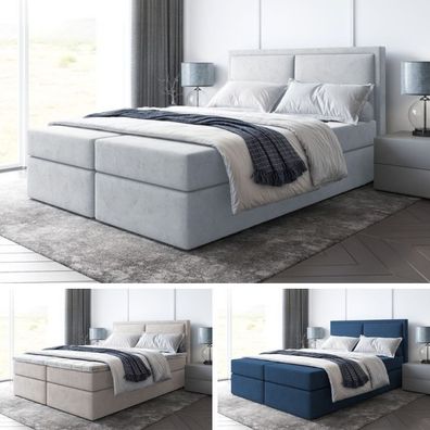 Bett Doppelbett Boxspringbett BRUNO mit Bonell-Matratze + 2 Bettkästen , H3