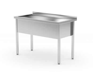 Hendi Einzelspültisch Profi Line aus Edelstahl 800x600x850mm