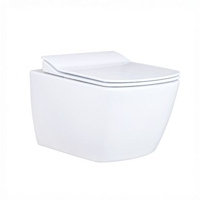 Creavit Design RimOff Hänge WC mit Taharet Edelstahl-Düse (Bidet) Weiß