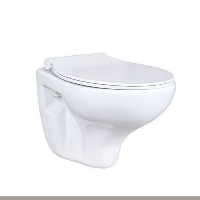Creavit Wand Hänge WC mit Taharet Düse (Bidet) mit Spülrand Weiß