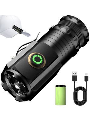 LED Taschenlampe Mini Extrem Hell?5000 Lumen Aufladbar?5 Lichtmodi kleine Torch mit M