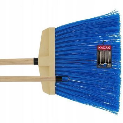 KADAX Besen, Gartenbesen mit Stiel aus Holz, Straßenbesen. Blau, 36 cm
