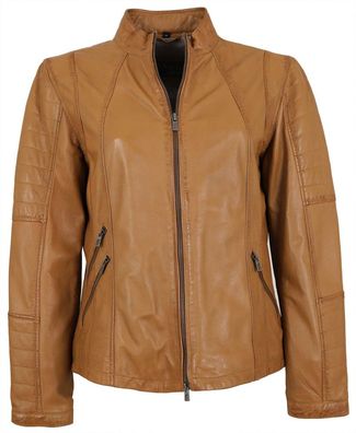 Jilani - Damen Lederjacke Oversize Lammnappa cognac