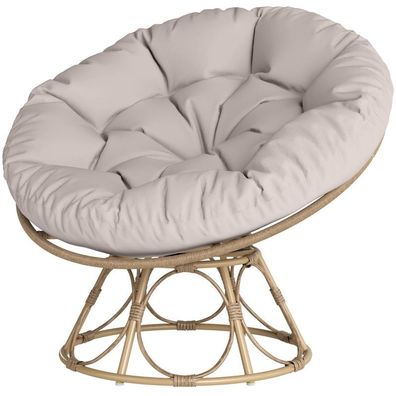 Papasansessel Rattan 360° drehbar Korbsessel mit Sitzkissen Durchmesser 120 cm