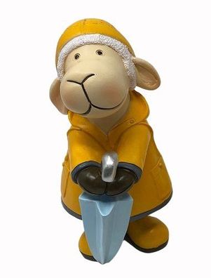 Schaf im Friesen-Nerz mit Regenschirm zu