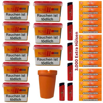 Pall Mall Allround Volumentabak Mega Box 8x 125g, 3000 Xtra Hülsen, Zubehör