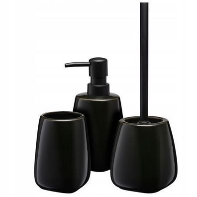 KADAX Badezimmer Set, Seifenspender, Badezimmerbecher, WC-Bürste, Schwarz