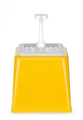 Hendi Pump-Soßenspender 2,5 Liter gelb mit Behälter aus Kunststoff