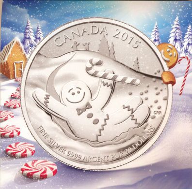 Kanada 20 Dollar 2015 Weihnachtsausgabe im Umschlag Silber*