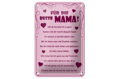 Blechschild 18 x 12 cm Für die beste Mama