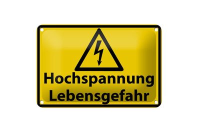 Blechschild 18 x 12 cm Warnschild: Hochspannung Lebensgefahr