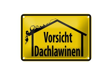 Blechschild 18 x 12 cm Warnschild: Vorsicht Dachlawine