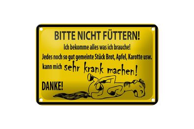 Blechschild 18 x 12 cm Warnschild: Bitte nicht Füttern