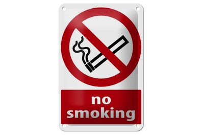 Blechschild 18 x 12 cm Warnschild: No Smoking