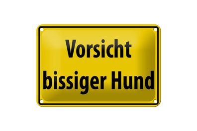 Blechschild 18 x 12 cm Warnschild: Vorsicht bissiger Hund !