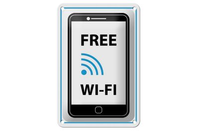 Blechschild 18 x 12 cm Warnschild: Free WI FI