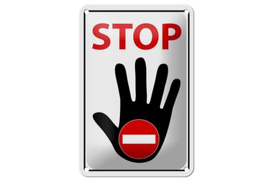Blechschild 18 x 12 cm Warnschild: STOP
