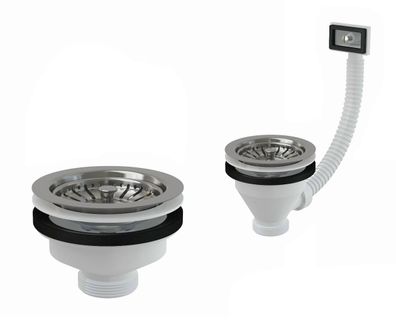 Ablaufventil Ablaufgarnitur 1,5" Spülbecken 90mm Spüle Überlauf Siebkorb ø115