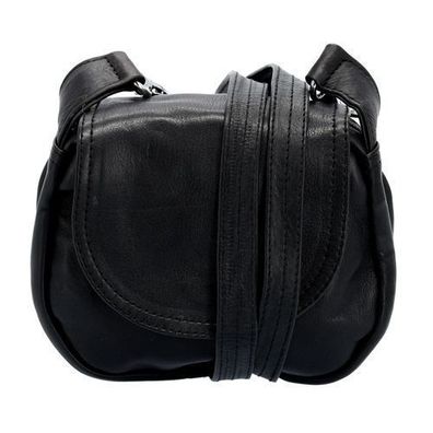 Schwarze Tasche mit Kunstlederriemen für Friseur- und Kosmetikzubehör