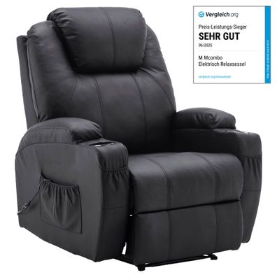 MCombo Elektrisch Relaxsessel Fernsehsessel Liegefunktion Vibration Heizung 7061BK