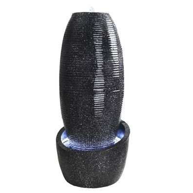 Zierbrunnen Zimmerbrunnen Kaskadenbrunnen Gartenbrunnen Schwarz mit LED H30cm
