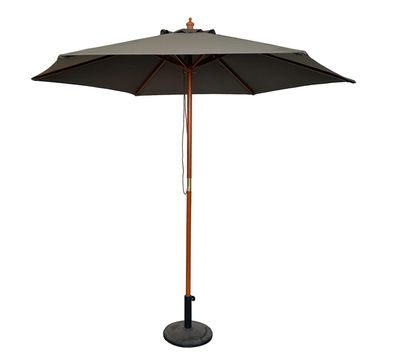 XL Sonnenschirm Holz Gartenschirm Marktschirm Holzgestell Seilzug Grau Ø3m UV15