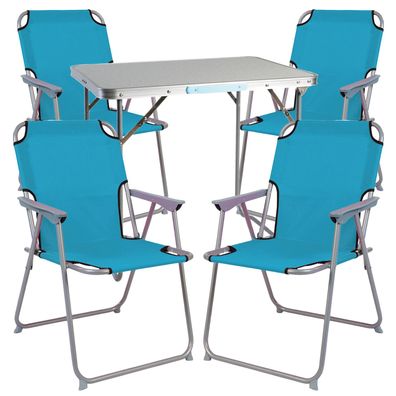 5-teiliges Campingmöbel Set Alu mit Tragegriff Camping petrol L70xB50xH59cm