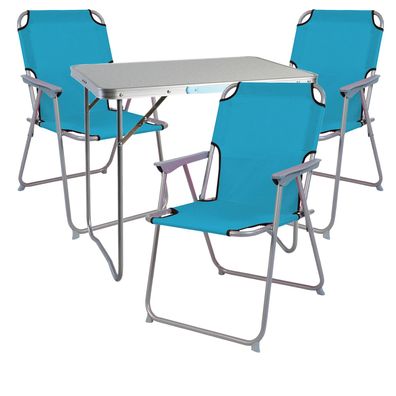 XL 4-teiliges Campingmöbel Set Petrol Alu mit Tragegriff Camping 80x60x68cm