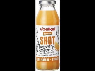 Voelkel 3x Shot Ingwer & Kurkuma mit Orangensaft und viel Vitamin C aus Acerola