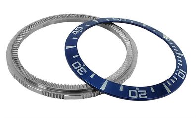 Jaguar Saphire Uhrenlünette Registerring silbern/blau Edelstahl J860