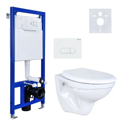 Wand Hänge WC Abgang Wand + Deckel + Vorwandelement + Schallschutz + Betätigungs
