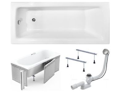 Badewanne Rechteck Acryl TALIA 160x75 Weiß Styropor | Ablauf & Füße GRATIS !