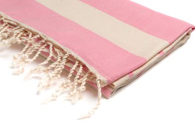 Saunatuch Strandtuch Hamamtuch Pink Gestreift 100% Baumwolle 100x180
