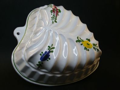 Alte Keramik Herz Motive Backform Puddingform Kuchenform Hand bemalt