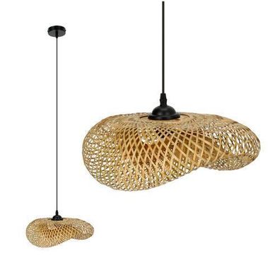 Hängelampe BRUGIA S kleine hängende Deckenlampe im Boho-Stil E27 Bambus (Ø40cm)