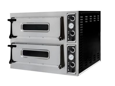 Hendi Pizzaofen Basic 44 Doppelkammer bis 500C und 8 Pizzen mit Schamott 400V